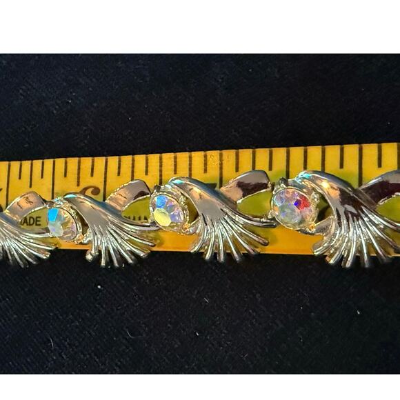 Vintage MCM Adjustable Statement Choker Necklace Aurora Borealis Crystal Silver - Picture 9 of 16